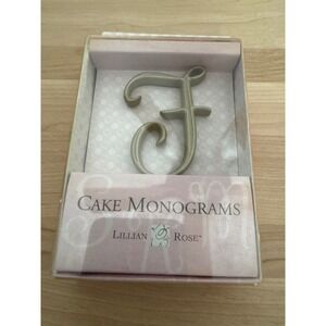 Lillian Rose Cake Monogram Letter F Silver Tone Wedding Birthday Topper CM100 F